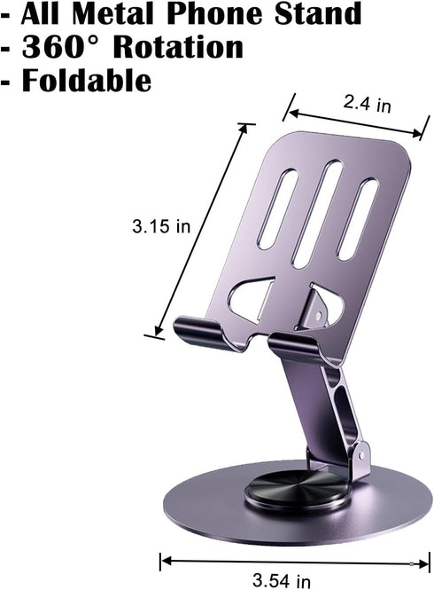Phone Tablet Holder Metal Phone Stand 360° Rotation All Kinds Cellphone Foldable Scalable Office Desk Adjustable Portable for Travel......