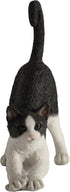 Veronese Design 4 7/8 Inch Black and White Cat Stretching Resin Hand Painted Figurine...