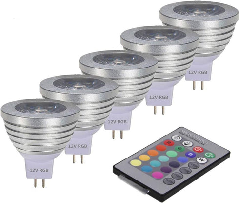 OMTO MR16 3W RGB Color Changing Spotlight with IR Remote Control Mood Ambiance Lighting Colorful LED Light Bulbs,Landscape Lighting Dimmable 12V (...