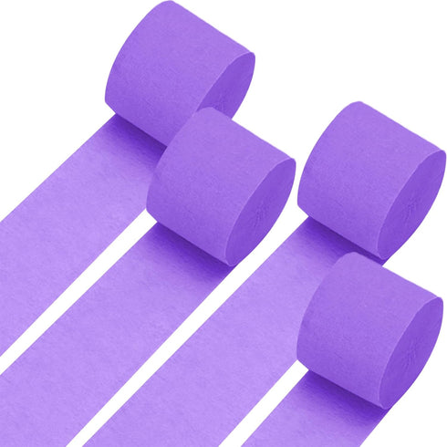Purple Crepe Paper Streamers for Party Decorations 4 Rolls 328ft,Purple Crepe Paper for Wedding Decorations, Birthday Decorations, Baby Shower Dec...