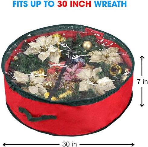 Primode Christmas Wreath Storage Bag 30" | Garland Wreaths Container with Clear Window for Easy Holiday Storage | Durable 600D Oxford Material (Re...