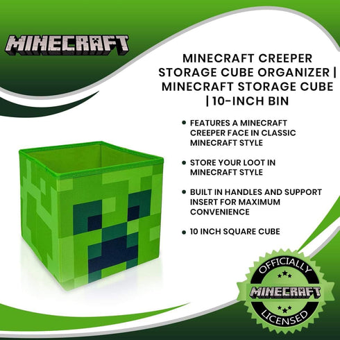 Minecraft Creeper Storage Cube Organizer | Minecraft Storage Cube | Creeper from Minecraft Cubbies Storage Cubes | Organization Cubes | 10-Inch Sq...