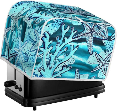 Starfish Blue Toaster Dust Cover, Polyester Fabric 2/4 Slice Toaster, Dust and Fingerprint Protection, Machine Washable...
