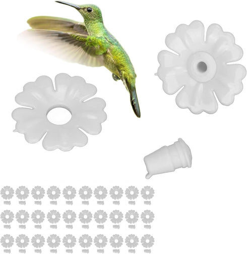30 Set Hummingbird Feeders Replacement Flowers, Greener Hummingbird Feeder Replacement Parts with Stable Structure Durable Materia for Outdoors (2...