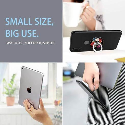 Cell Phone Ring Holder Grip, Flower Floral Rose Horrible Cool Skull Finger Ring Stand 360 Degree Rotation Universal Cell Phone Back Hand Grip Fing...
