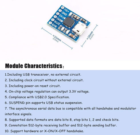Ximimark 2Pcs CP2102 Micro USB to TTL/Serial UART 6Pin Module Serial Converter STC Downloader Replace FT232...