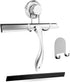 Bathroom Shower Squeegee Chrome Plated Stainless Steel with Matching Suction Cup Hook Holder, 3M Adhesive Mounting Disc, 3M Hook,1 Replacement Rub...