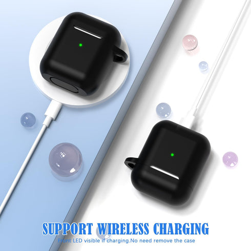 for AirPod Case Cover, Military Grade Anti-Fall Soft Silicone Shock-Absorbing Protective AirPod 2&1 Generation Case Skin Touch with Keychain and C...