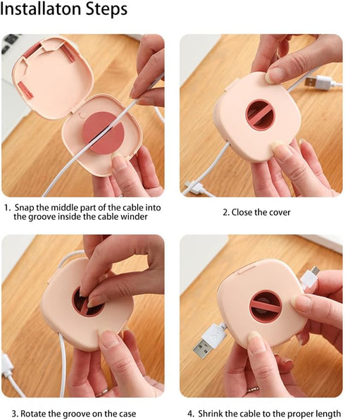 2pc Retractable Cable Winder Organizer, Charging Cord Organizer, Headphone Cable Holder, Small Case Cord Keeper for USB Cable Headset Cord Mouse W...