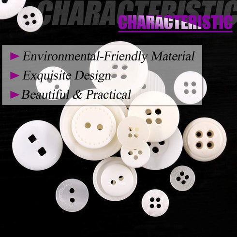 Swpeet 1000Pcs Christmas White Craft Buttons, 2 and 4 Holes White Round Craft Resin Sewing Buttons Suitable for Christmas Sewing Decorations, Art ...