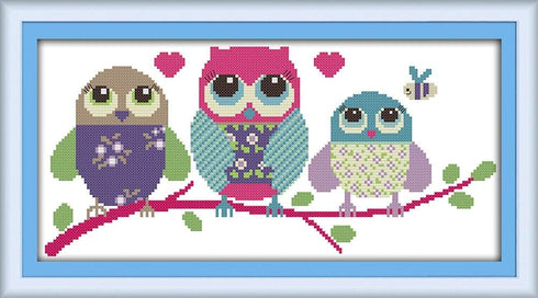 Abillyn Embroidery Cross Stitch Kits Cartoon Owl Stamped with Printed Pattern Starter Kit (Owl)...
