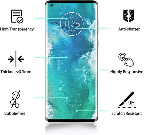 Tempered Glass Screen Protector - 2 Pack Clear Cover for Motorola Moto Edge Plus 2020...