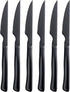 Black Steak Knife Set, 6 Piece Stainless Steel Kitchen Knife Set & Kitchen Utility Knives, 8.7 Inch Serrated Steak Knives, Dinner Knives, Sharp Kn...