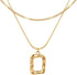 Evabelle Gold Layered Necklace for Women Trendy Jewelry 14K Real Gold Plated Chunky Chain Stackable Necklaces Dainty Choker Necklaces Rectangle Sq...