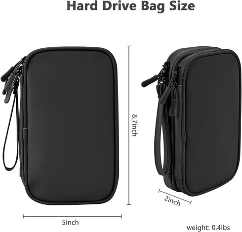 Cables Organizer for Travel Pouch and Storage Tech Accessories Electronics Cords Charger iPhone Keys Power Bank Money Hard Drive Cases (Black-Soft...