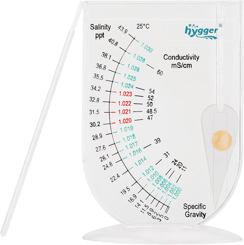 hygger Salinity Tester, Transparent Acrylic Aquarium Hydrometer Sea Specific Gravity Test Salinity Meter for Fish Tank Pond Water Saltwater Freshw...