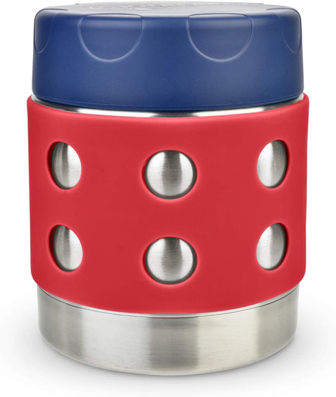 LunchBots Thermal 8 oz Triple Insulated Thermos - Hot 6 Hours or Cold 12 Hours - Leak Proof Thermos Soup Jar - All Stainless Interior - Navy Lid -...