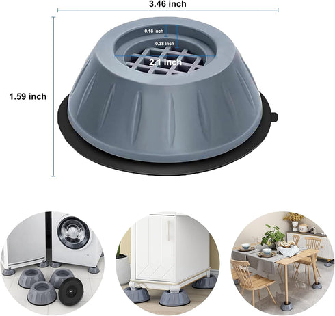 Dadop 4Pcs Anti Vibration Pads for Washing Machine and Dryer Shock and Noise Cancelling Washing Machine Support Prevent Moving Shaking Walking Universal Size