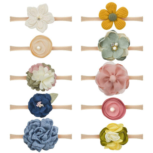 JIAHANG Baby Girls Hair Bow Headbands Nylon Flower Hairband Floral Hair Accessories 10PCS for Newborn Infant Toddlers...