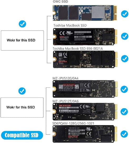 Cablecc PCI Express PCI-E 1X to 12+16Pin 2013-2017 Mac Pro Air SSD Convert Card for A1493 A1502 A1465 A1466...