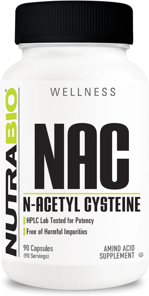 NutraBio N-Acetyl Cysteine Supplement (NAC) - 90 Capsules, 600mg Each - Powerful Anti-Oxidant - Immune Support - Boost Glutathione...