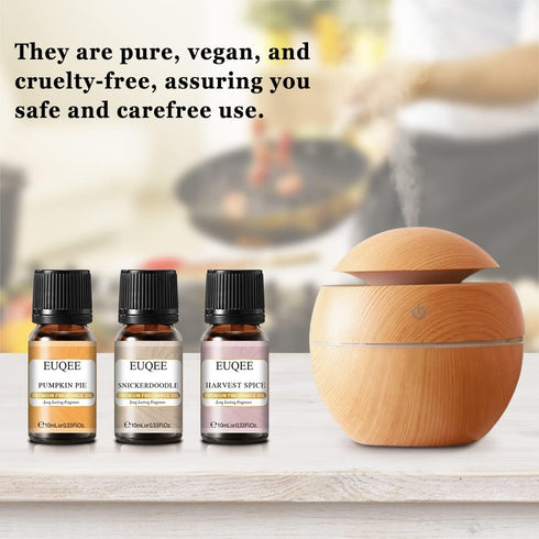 EUQEE - 6pcs Premium Fragrance Oils Spice Gift Set, Sandalwood, Harvest Spice, Gingerbread, Pumpkin Pie, Bay Rum, Snickerdoodle, 10 ML Fragrance O...