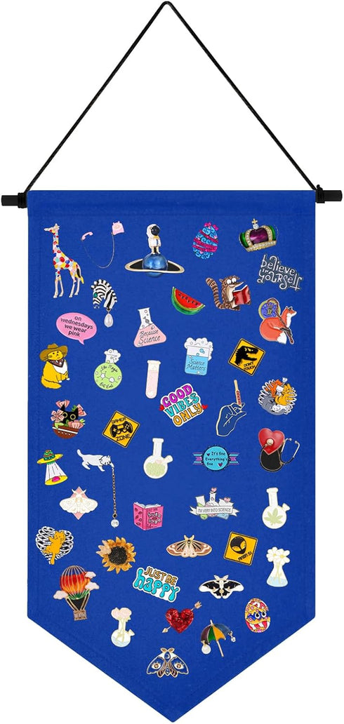 Kunyeah Wall Hanging Brooch Organizer Storage Case Colorful Canvas Pin Board Stand Enamel Pin Badge Hanging Holder Display Banner Earrings Collect...