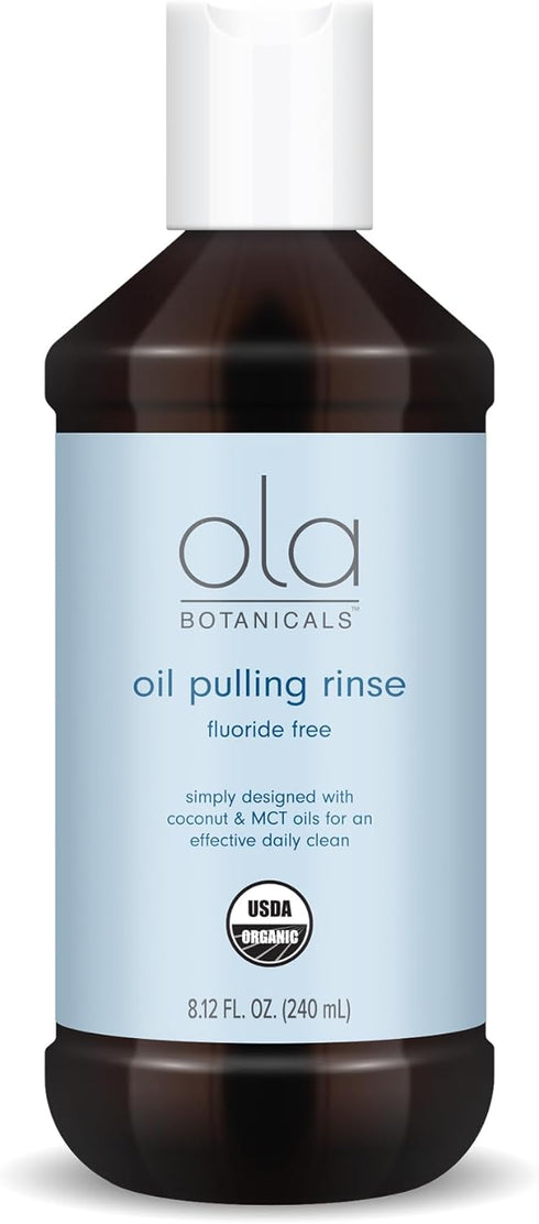 Ola Botanicals Oil Pulling Rinse (8.12 Fl. Oz.), USDA Certified Organic, Coconut Oil, MCT Oil, Cruelty Free, Fluoride Free, Soy Free, Gluten Free,...