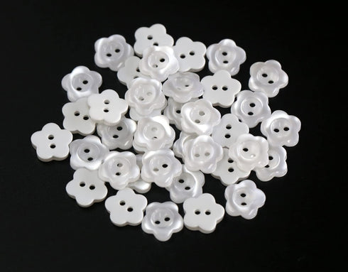 Flower Shape Buttons 11mm(0.44 inch) Translucent White Resin Button for Sewing Blouse Shirt DIY Scrapbooking Pack of 100pcs...