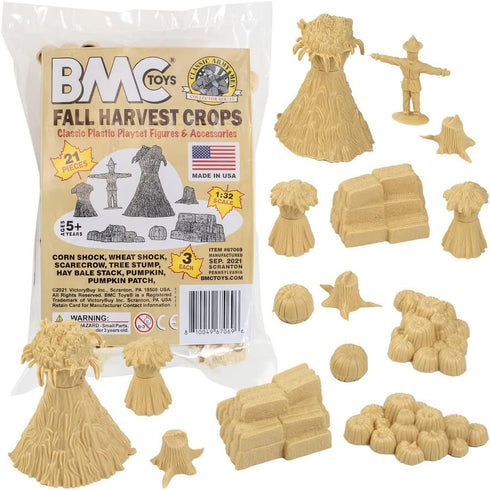 BMC Classic Marx Fall Harvest Crops - 21pc Plastic Corn Hay & Pumpkin Playset...