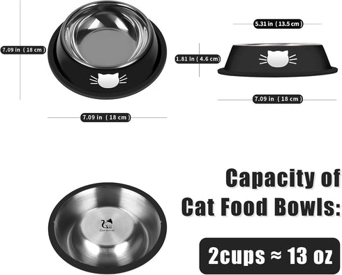 3Pcs Cat Bowls Non-Slip Stainless Steel Small Cat Food Bowl Unbreakable Thick Rubber Base Easily Clean Lovely Color...