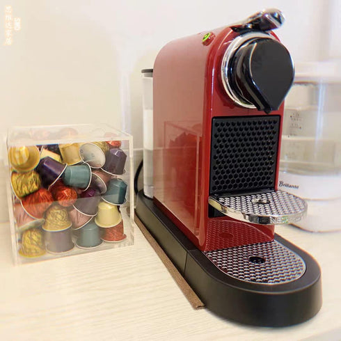 Thickened Acrylic Coffee Pod Holder Organizer Clear Capsule Holder Storage Box, Transparent Desktop Tea Display Case 4.7x4.7x4.7 in, No Assembly R...