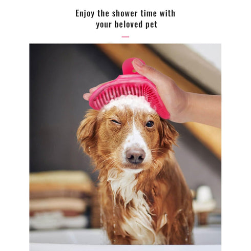 Dog bath brush DSOE dog shmpoo brush massage brush of dog cleaning and beauty set 2 pcs (Tapered brush head, Blue+Yellow)...