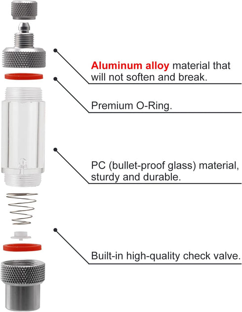 Aquarium CO2 Bubble Counter with Built-in Check Valve for CO2 Generator Regulator, Single Head...