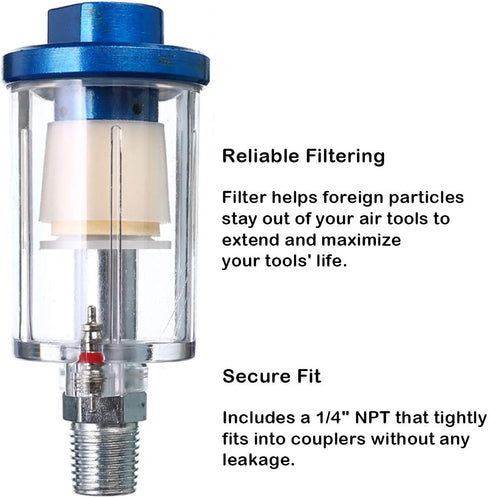 beduan Water Oil Separator Filter, 1/4" NPT Male and Female Thread Spray Gun Filters Air Line Compressor Fitting ?Pack of 2?...
