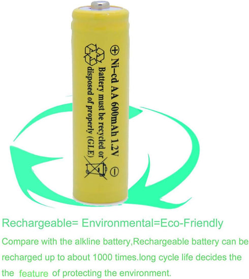 AA NiCd 600mAh 1.2V Solar Batteries Rechargable for Outdoor Garden Solar Lights Lamp(20 pack AA Yellow)...