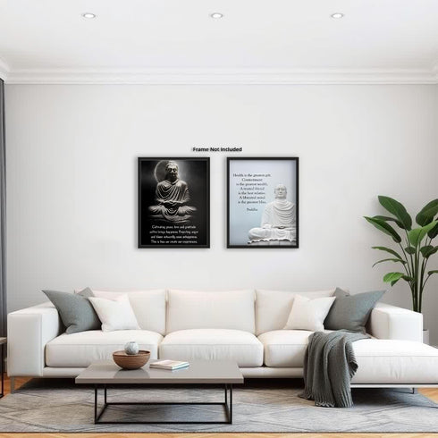 Posterizer 2 pcs-Appreciate What You Already Have-Buddha-Quotes-Motivational & Inspirational Art-Gift For Buddhism Meditation philosophy Fans- unf...