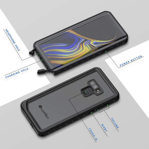 Lanhiem Galaxy Note 9 Phone Case, IP68 Waterproof Dustproof Shockproof Case with Built-in Screen Protector, Full Body Sealed Underwater Protective...