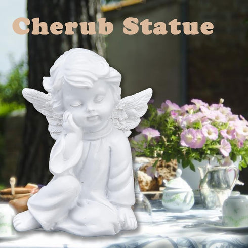 Hapivida Cherub Statue, 2.2×2.4in Resin Cherubs White Angel Statue Figurine Garden Sleeping Cherub Statue Sculpture for Indoor Outdoor Home Decora...