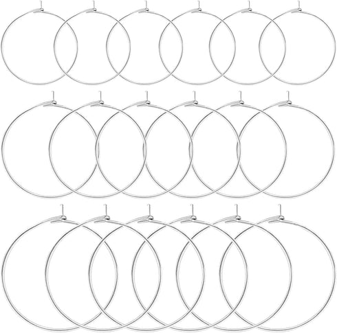 Ausejopeac 60 PCS Beading Hoop Earring Finding 925 Sterling Sliver Plated Open,Hypoallergenic Round Beading Hoop Open Beading Hoop for Jewelry Mak...