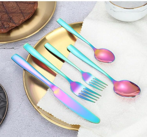 Rainbow Teaspoon Set of 6, 6 inches Mini Stainless Steel Silverware Dessert Spoons Espresso Spoons for Home, Kitchen, Restaurant, Mirror Finish an...