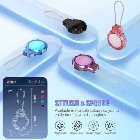 4-Pack Case for AirTag Holder with Wire Cable, Scratch-Resistant Waterproof AirTag Case with Locking System AirTag Secure Holder for Luggage,Keys,...