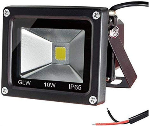 GLW® 10w 12v Ac or Dc Warm White Led Flood Light Waterproof Outdoor Lights 750lm 80w Halogen Bulb Equivalent Black Case...