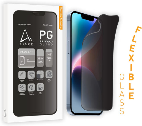ARMOR Flexible Glass Screen Protector for iPhone 14, Privacy Guard with 9H...