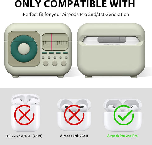 AIRSPO AirPods Pro 2nd Generation Case Cover with Cleaner Kit, Cute Radio Design Soft Silicone iPod Pro 2 Shock-Absorbing Protective Cover for App...