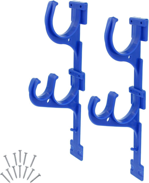 Set of 2 Plastic Pool Hangers for Telescopic Poles - Store Poles with Nets, Vacuums, Hoses & Attachments, Blue, MPS1725BU...