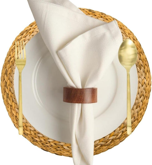 Wooden Napkin Ring for Weddings Dinner Parties or Every Day Use (Set of 12, Plane)...
