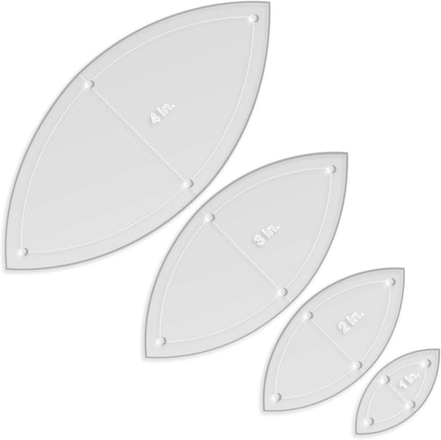 Orange Peel Leaf Quilting Template Set | Essential Quilting Supplies for Leaf-Shaped Designs | Includes Sizes 4", 3", 2", 1" | 1/8 Clear Acrylic |...