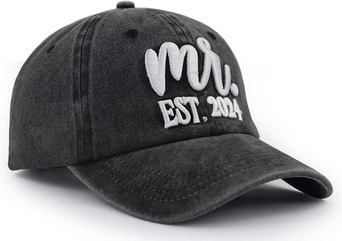 2 PCS Mr and Mrs Est 2024 Hats for Men Women, 3D Embroidered Adjustable Cotton Couples Baseball Cap...