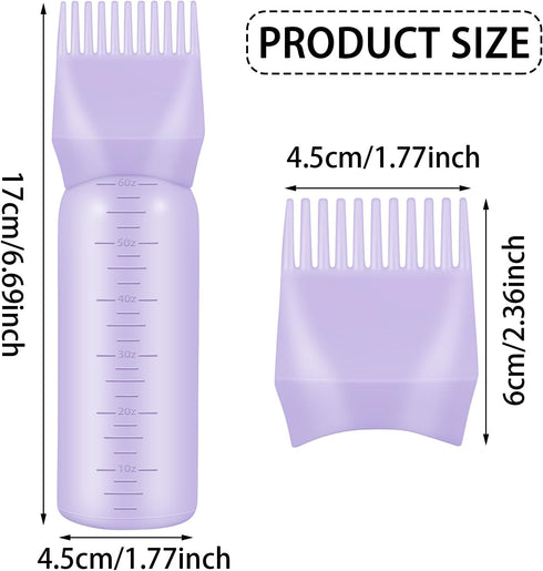 4 Pcs Root Comb Applicator Bottle, 6 Oz Hair Dye Applicator Bottle with Comb and Scale Plastic Hair Oil Applicator Bottle for Hair Dye and Hair Ca...